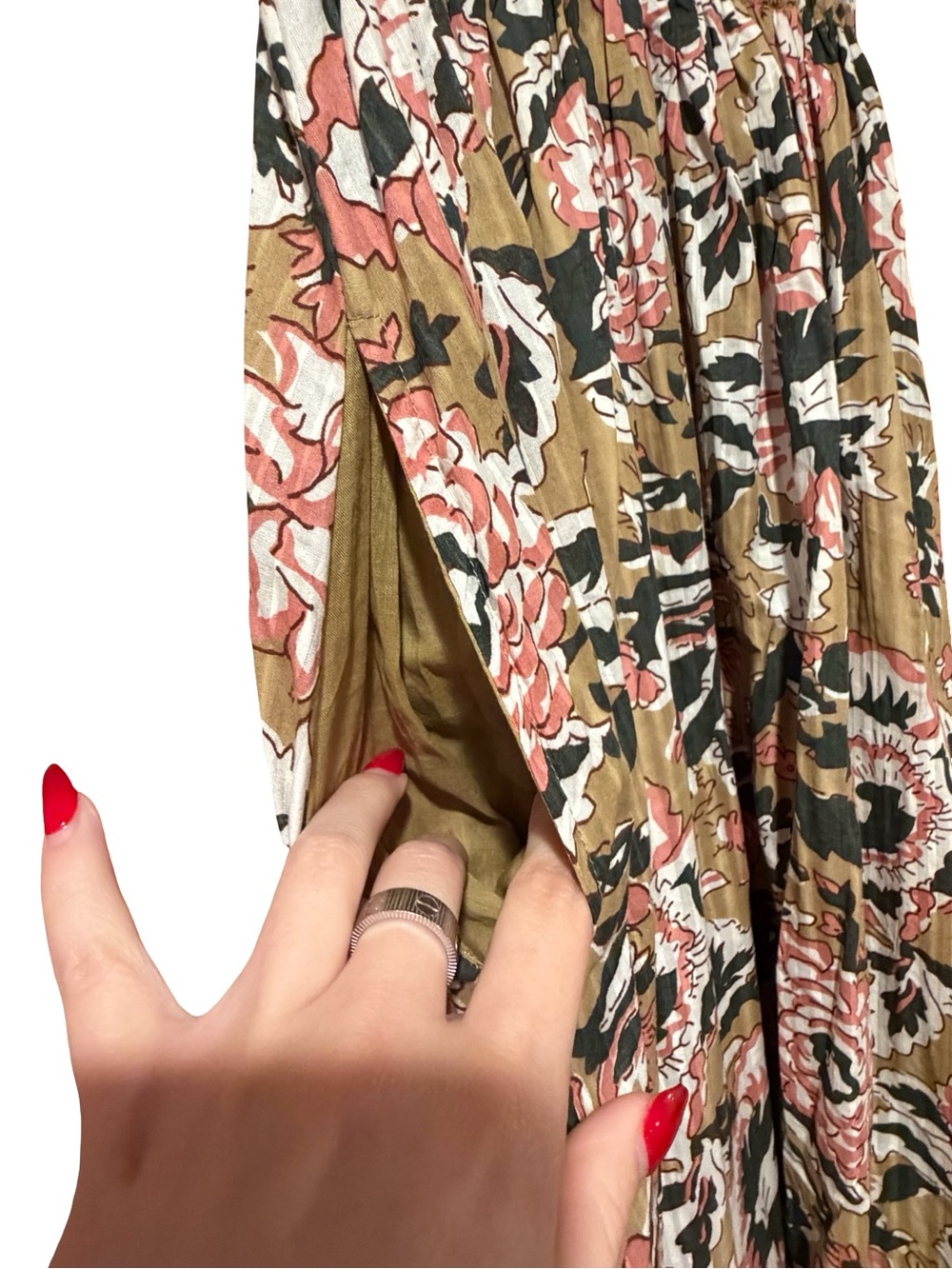 Caroline Constas Floral Botanical Beaded Smocked Maxi Dress Green Cream NWT - Picture 9 of 11